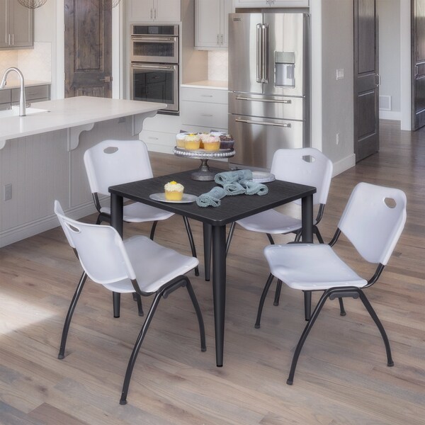 Regency Kahlo Square Table & Chair Sets, 30 W, 30 L, 29 H, Wood, Metal, Plastic Top, Ash Grey - TPL3030AGBK47GY