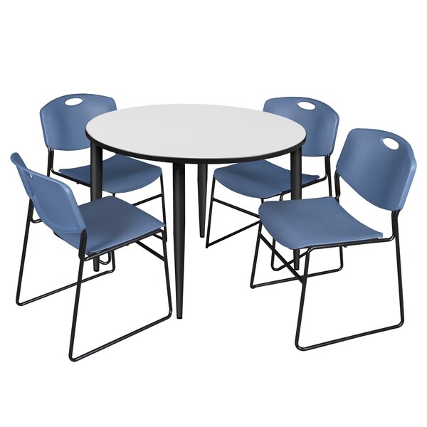Regency Kahlo Round Table & Chair Sets, 48 W, 48 L, 29 H, Wood, Metal, Polypropylene Top, White - TPL48RNDWHBK44BE