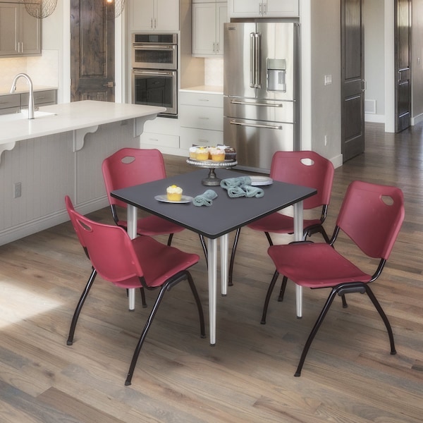 Regency Kahlo Square Table & Chair Sets, 48 W, 48 L, 29 H, Wood, Metal, Plastic Top, Grey - TPL4848GYCM47BY