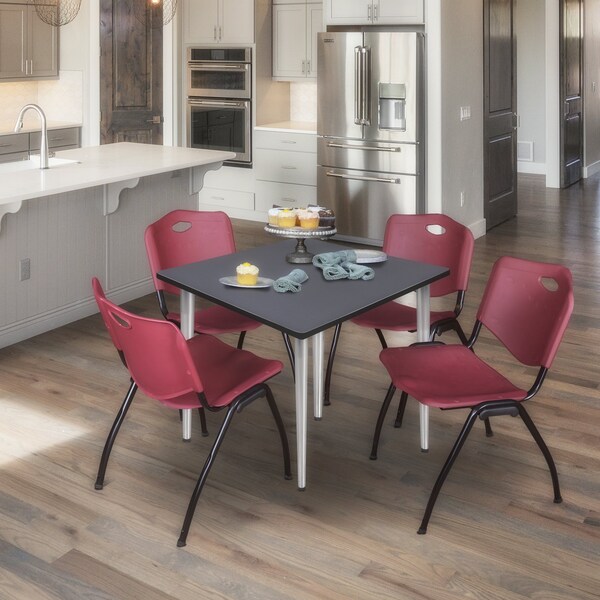 Regency Kahlo Square Table & Chair Sets, 48 W, 48 L, 29 H, Wood, Metal, Plastic Top, Grey - TPL4848GYCM47BY