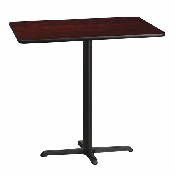 Flash Furniture Rectangle Laminate Table, 30" W, 42" L, 43.125" H, Laminate Top, Wood Grain - XU-MAHTB-3042-T2230B-GG