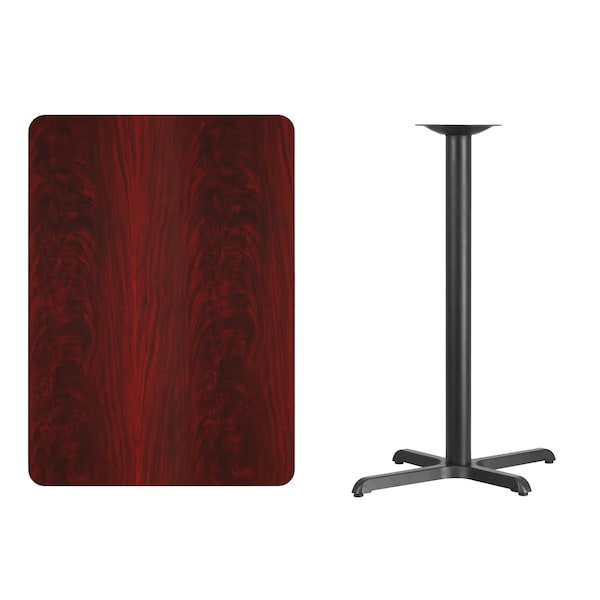 Flash Furniture Rectangle Laminate Table, 30" W, 42" L, 43.125" H, Laminate Top, Wood Grain - XU-MAHTB-3042-T2230B-GG