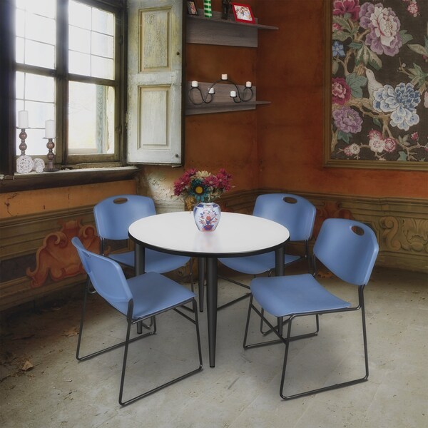 Regency Kahlo Round Table & Chair Sets, 42 W, 42 L, 29 H, Wood, Metal, Polypropylene Top, White - TPL42RNDWHBK44BE