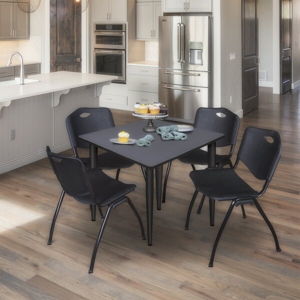Regency Kahlo Square Table & Chair Sets, 48 W, 48 L, 29 H, Wood, Metal, Plastic Top, Grey - TPL4848GYBK47BK