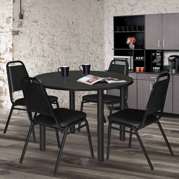 Regency Kee Square & Round Tables, 48 W, 48 L, 29 H, Wood, Metal Top, Ash Grey - TB48RNDAGBPBK