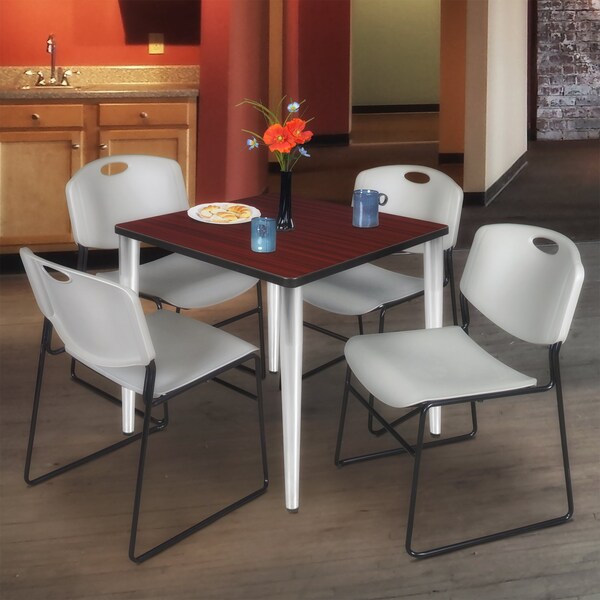 Regency Kahlo Square Table & Chair Sets, 36 W, 36 L, 29 H, Wood, Metal, Polypropylene Top, Mahogany - TPL3636MHCM44GY
