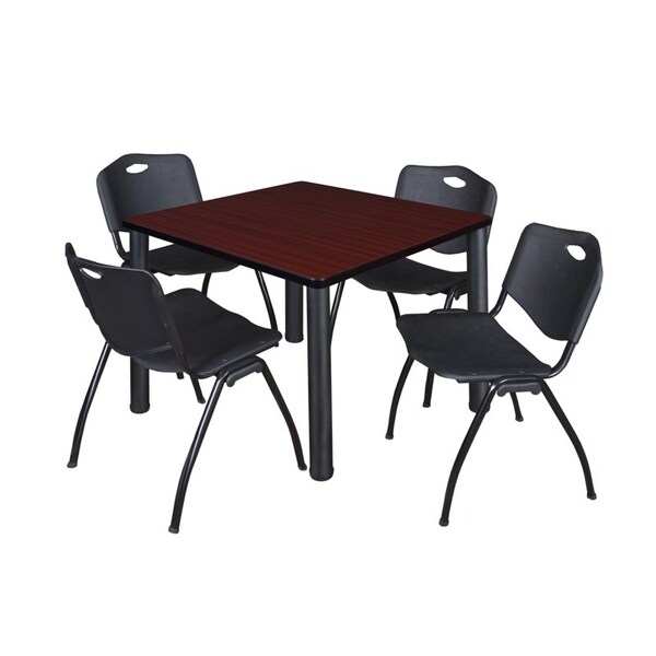 Kee Tables > Breakroom Tables > Kee Square Table & Chair Sets, 36 W, 36 L, 29 H, Wood|Metal|Plastic Top - TB3636MHBPBK47BK