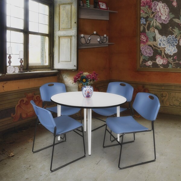 Regency Kahlo Round Table & Chair Sets, 48 W, 48 L, 29 H, Wood, Metal, Polypropylene Top, White - TPL48RNDWHCM44BE