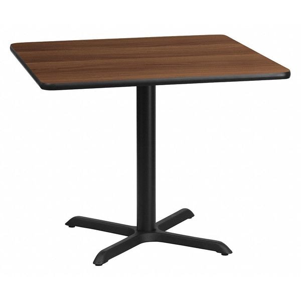 Flash Furniture Square Walnut Table, Sqr w/X-Base, 36"W x 31.13"H, 36" W, 36" L, 31.125" H, Laminate Top, Wood Grain - XU-WALTB-3636-T3030-GG