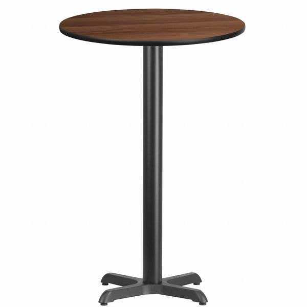 Flash Furniture Round Walnut Table Top, Round w/X-Base, 24", 24" W, 24" L, 43.125" H, Walnut - XU-RD-24-WALTB-T2222B-GG