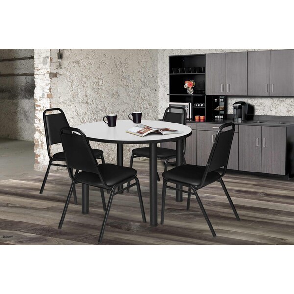 Regency Kee Square & Round Tables, 42 W, 42 L, 29 H, Wood, Metal Top, White - TB42RNDWHBPBK