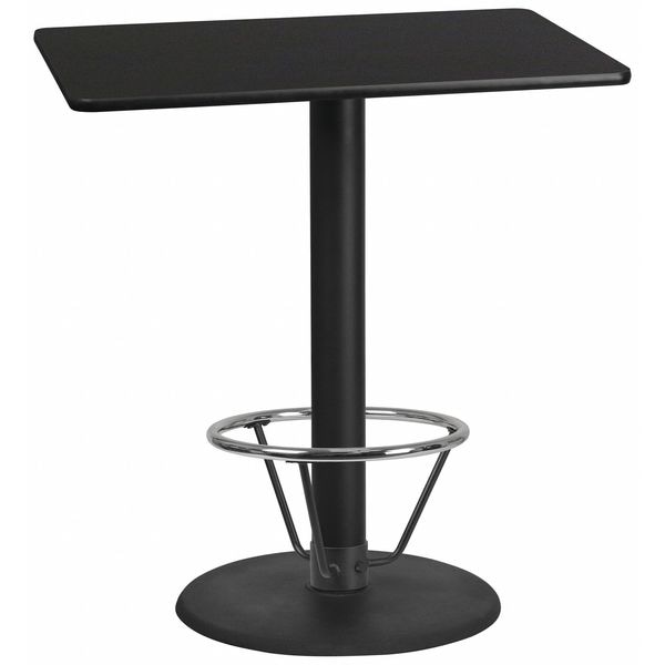 Flash Furniture Rectangle Table-RD Base, Laminate Blk, 30"X42", 30" W, 42" L, 43.125" H, Laminate Top, Wood Grain - XU-BLKTB-3042-TR24B-4CFR-GG