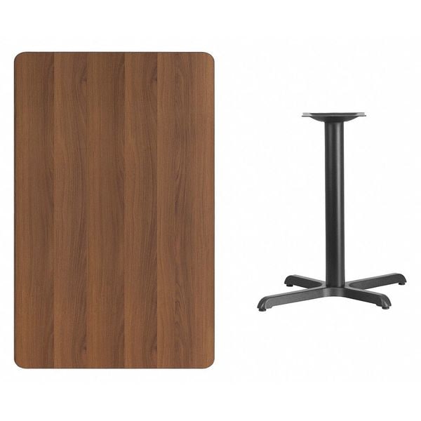 Flash Furniture Rectangle Walnut Table, Rectangle w/X-Base, 30"x48", 30" W, 48" L, 43.125" H, Laminate Top - XU-WALTB-3048-T2230B-GG