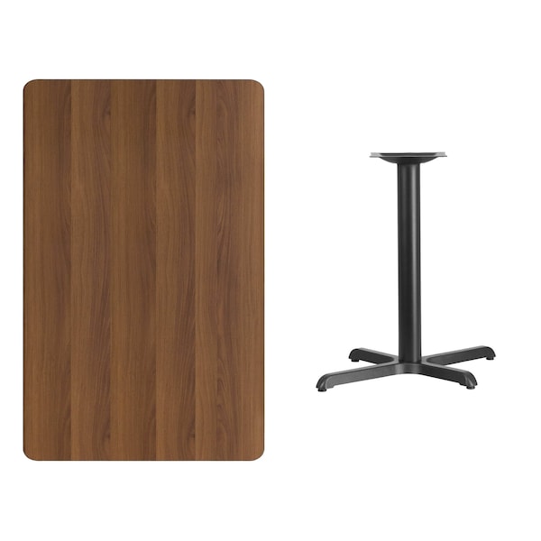 Flash Furniture Rectangle Walnut Table, Rectangle w/X-Base, 30"x48", 30" W, 48" L, 43.125" H, Laminate Top - XU-WALTB-3048-T2230B-GG