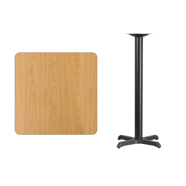 Flash Furniture Square Natural Laminate Table, 30" W, 30" L, 43.125" H, Laminate Top, Wood Grain - XU-NATTB-3030-T2222B-GG