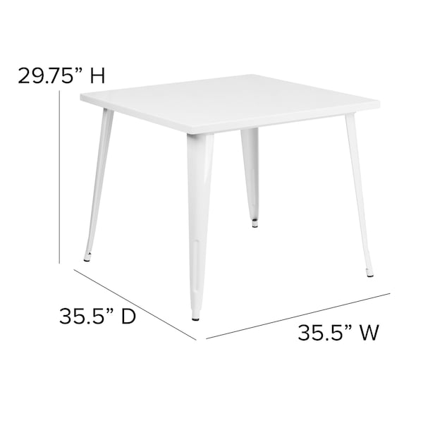 Flash Furniture Square 35.5" W, 35.5" L, 29.75" H, Metal Top, White - CH-51050-29-WH-GG