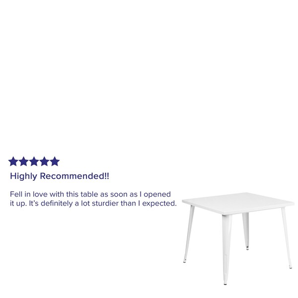 Flash Furniture Square 35.5" W, 35.5" L, 29.75" H, Metal Top, White - CH-51050-29-WH-GG