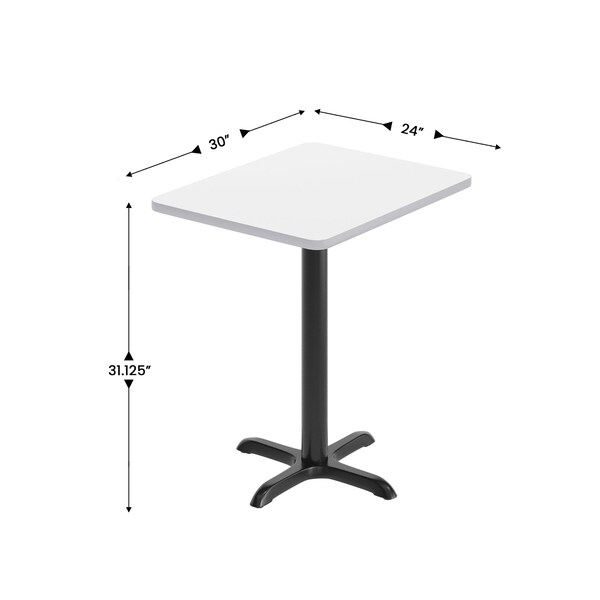 Flash Furniture Rectangle 24 in W, 30 in L, White - XU-WHTB-2430-T2222-GG