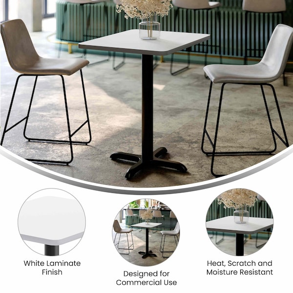 Flash Furniture Rectangle 24 in W, 30 in L, White - XU-WHTB-2430-T2222-GG