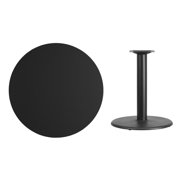 Flash Furniture Round Laminate Table Top, 36" W, 36" L, 31.125" H, Laminate Top, Wood Grain - XU-RD-36-BLKTB-TR24-GG