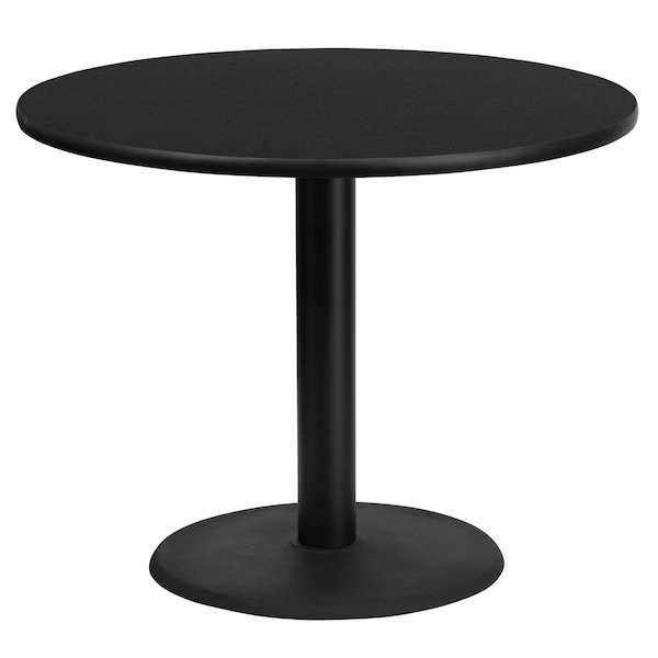 Flash Furniture Round Laminate Table Top, 36" W, 36" L, 31.125" H, Laminate Top, Wood Grain - XU-RD-36-BLKTB-TR24-GG