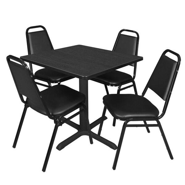 Regency Cain Square Table & Chair Sets, 30 W, 30 L, 29 H, Wood, Metal, Vinyl Top, Ash Grey - TB3030AG29BK