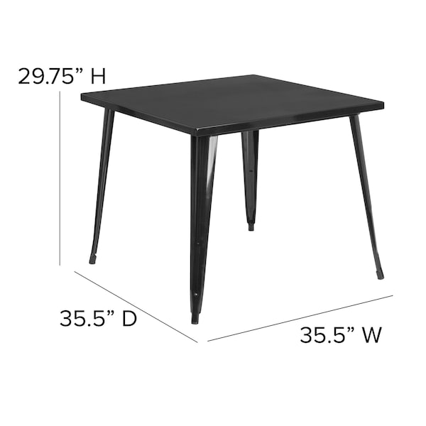 Flash Furniture Square 35.5" W, 35.5" L, 29.75" H, Galvanized Steel, Rubber Top, Black - CH-51050-29-BK-GG