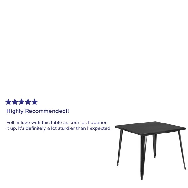 Flash Furniture Square 35.5" W, 35.5" L, 29.75" H, Galvanized Steel, Rubber Top, Black - CH-51050-29-BK-GG