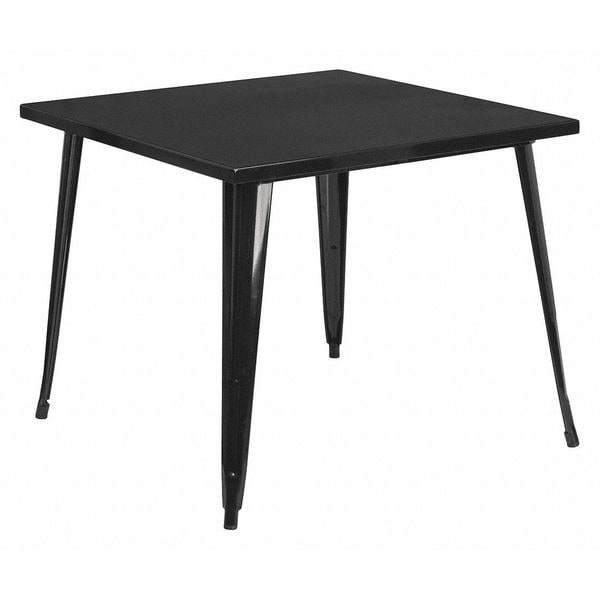 Flash Furniture Square 35.5" W, 35.5" L, 29.75" H, Galvanized Steel, Rubber Top, Black - CH-51050-29-BK-GG