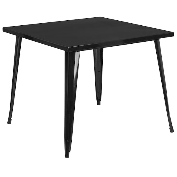 Flash Furniture Square 35.5" W, 35.5" L, 29.75" H, Galvanized Steel, Rubber Top, Black - CH-51050-29-BK-GG