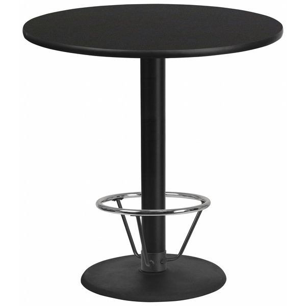 Flash Furniture Round Table-RD Base, Laminate Blk, 42", Round, 42" W, 42" L, 43.125" H, Laminate Top, Wood Grain - XU-RD-42-BLKTB-TR24B-4CFR-GG