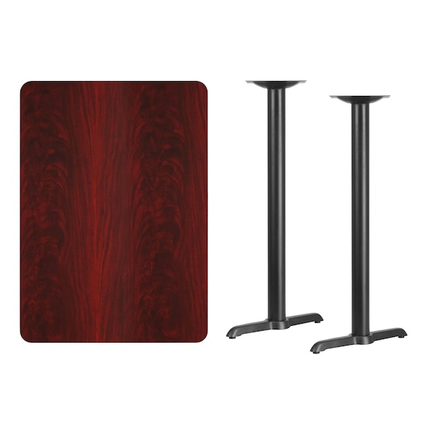 Flash Furniture Rectangle Laminate Table, 30" W, 42" L, 43.125" H, Laminate Top, Wood Grain - XU-MAHTB-3042-T0522B-GG