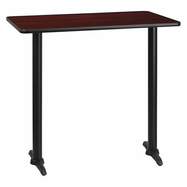 Flash Furniture Rectangle Laminate Table, 30" W, 42" L, 43.125" H, Laminate Top, Wood Grain - XU-MAHTB-3042-T0522B-GG