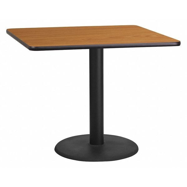 Flash Furniture Square Natural Laminate Table, 36" W, 36" L, 31.125" H, Laminate Top, Wood Grain - XU-NATTB-3636-TR24-GG
