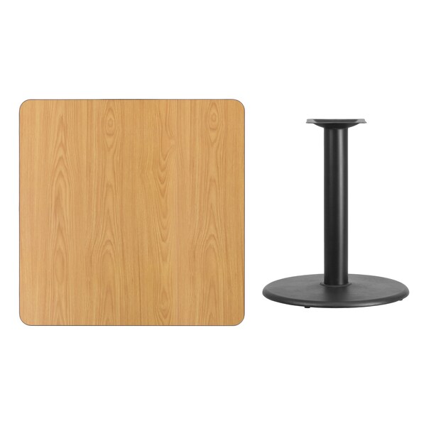Flash Furniture Square Natural Laminate Table, 36" W, 36" L, 31.125" H, Laminate Top, Wood Grain - XU-NATTB-3636-TR24-GG