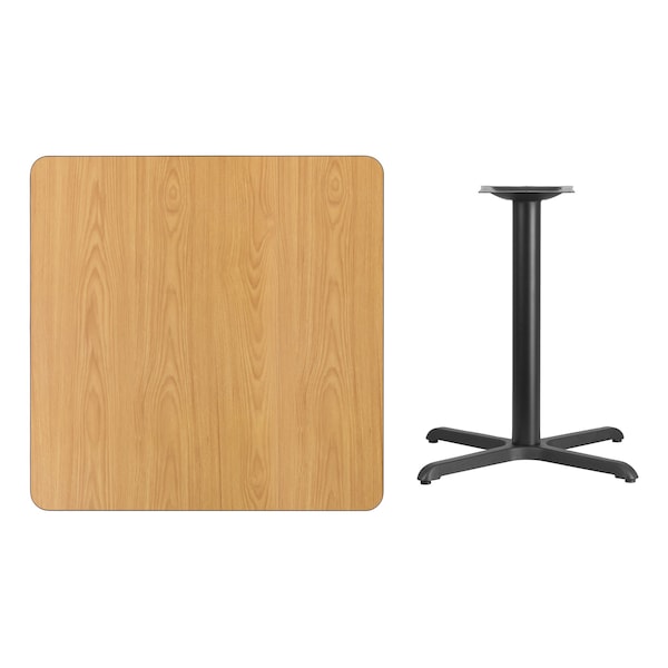 Flash Furniture Square Natural Laminate Table, 36" W, 36" L, 31.125" H, Laminate Top, Wood Grain - XU-NATTB-3636-T3030-GG