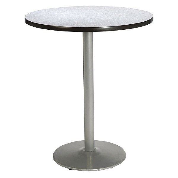 Kfi Round KFI Grey Nebula 42in Breakroom Table with Round Silver Base, Grey Nebula, 42 W, 42 L, 42 H - T42RD-B1922SL-38-GYN