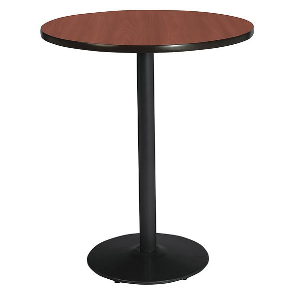 Kfi Round KFI 42" Round Breakroom Table with Mahogany Top, Round Black Base, Bistro Height, 42 W, 42 L - T42RD-B1922-BK-MH-38