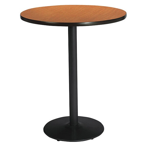 Kfi Round KFI 42" Round Breakroom Table with Medium Oak Top, Round Black Base, Bistro Height, 42 W - T42RD-B1922-BK-MO-38