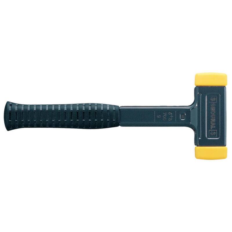 Unbranded Halder Secural 24 oz. Dead Blow with Steel Head and Handle Rubber Grip and Rectangular Polyurethane Replaceable Faces - 3380.04