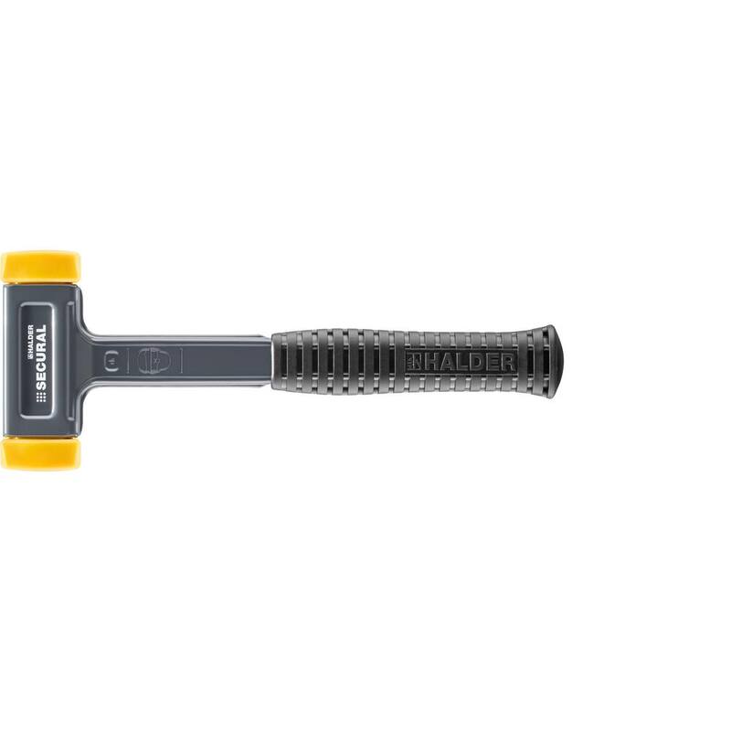 Unbranded Halder Secural 24 oz. Dead Blow with Steel Head and Handle Rubber Grip and Rectangular Polyurethane Replaceable Faces - 3380.04