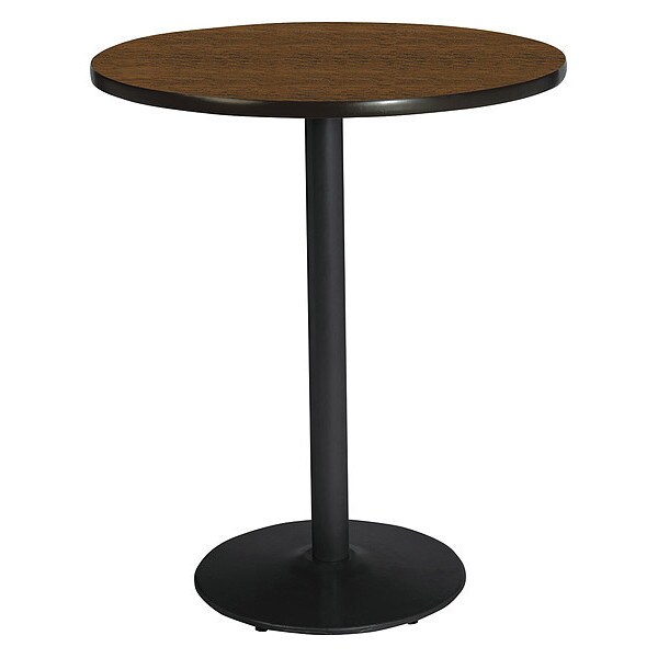 Kfi Round KFI 42" Round Breakroom Table with Walnut Top, Round Black Base, Bistro Height, 42 W, 42 L - T42RD-B1922-BK-WL-38