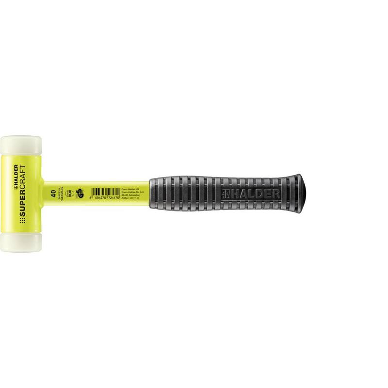 Supercraft Halder 28 oz. Dead-Blow Hammer with Steel Handle Rubber Grip and Replaceable Nylon Face Inserts - 3377.140