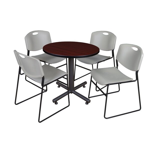 Kobe Round Tables > Breakroom Tables > Kobe Round Table & Chair Sets, Wood|Metal|Polypropylene Top - TKB30RNDMH44GY