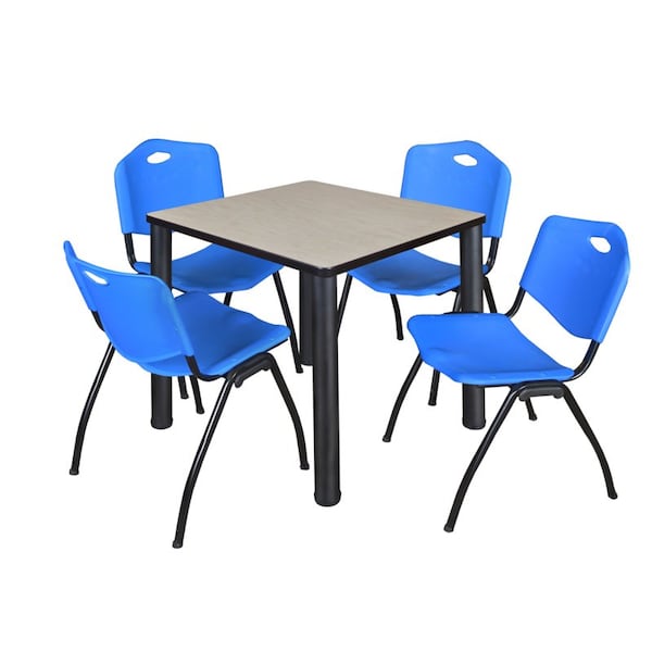 Kee Square Tables > Breakroom Tables > Kee Square Table & Chair Sets, Wood|Metal|Plastic Top, Maple - TB3030PLBPBK47BE