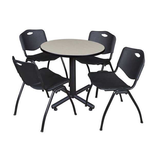 Kobe Round Tables > Breakroom Tables > Kobe Round Table & Chair Sets, Wood|Metal|Plastic Top, Maple - TKB30RNDPL47BK