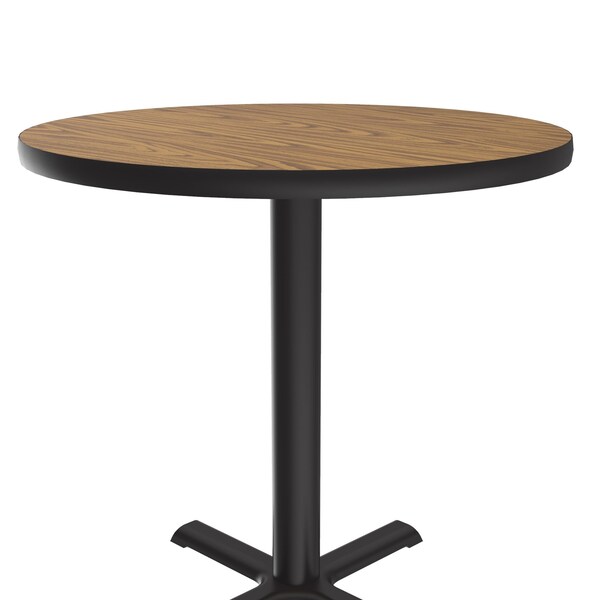 Correll Round Cafe Bistro and Breakroom Pedestal Table, 29" H, High Pressure Laminate Top, Medium Oak - BXT36R-06