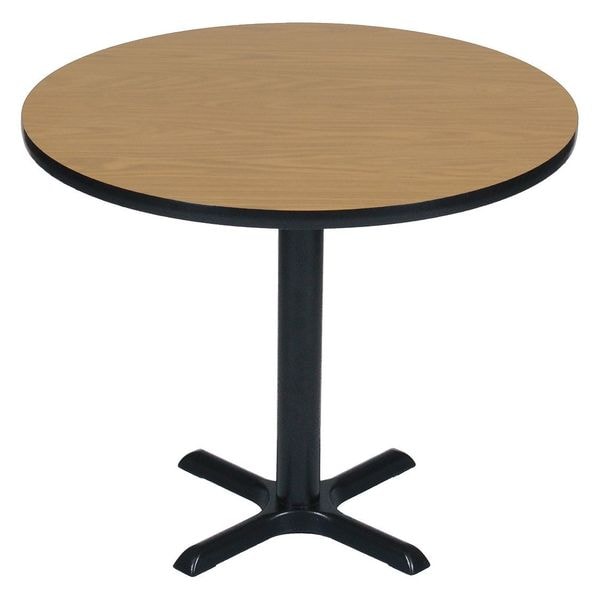 Correll Round Cafe Bistro and Breakroom Pedestal Table, 29" H, High Pressure Laminate Top, Medium Oak - BXT36R-06