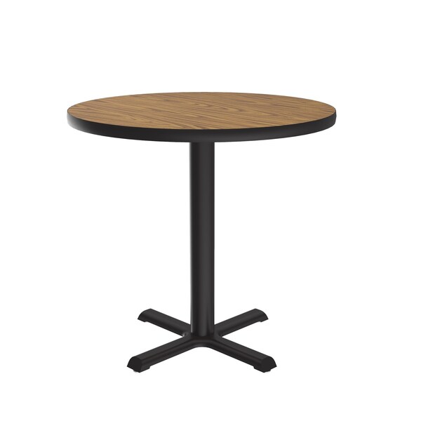 Correll Round Cafe Bistro and Breakroom Pedestal Table, 29" H, High Pressure Laminate Top, Medium Oak - BXT36R-06