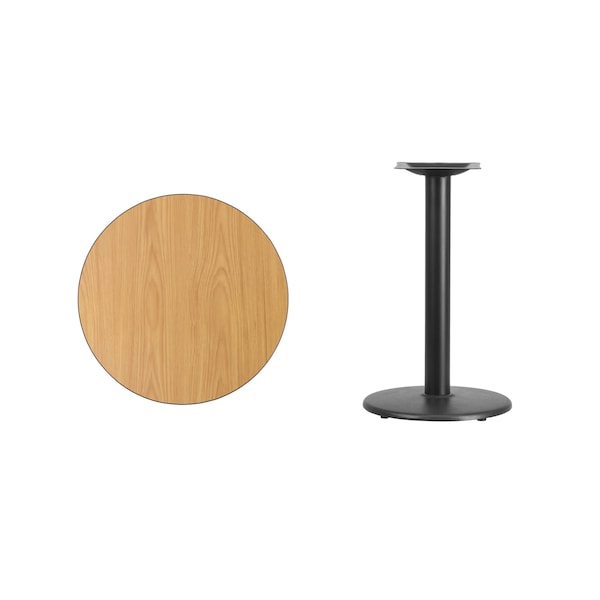 Flash Furniture Round Natural Laminate Table, 24" W, 24" L, 31.125" H, Laminate Top, Wood Grain - XU-RD-24-NATTB-TR18-GG